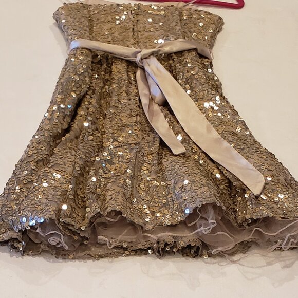 City Triangles Gold Sequin Fit and Flare Holiday Party Evening Dress - Picture 5 of 10